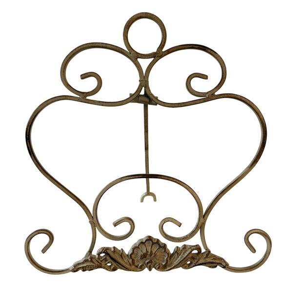 Distressed White Metal Easel for Picture Frame Cookbook Music Small Art Piece - Picture 3 of 4